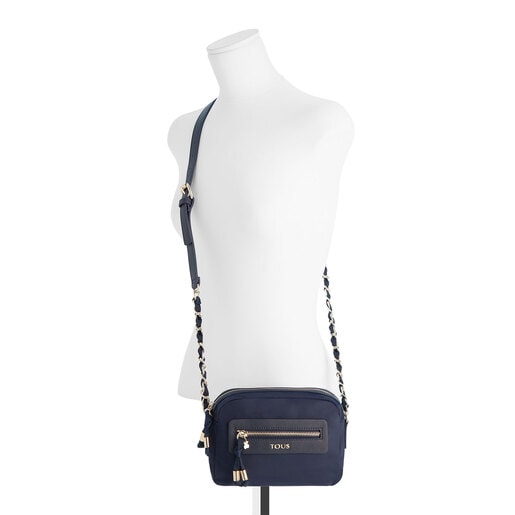 Navy colored Canvas Brunock Chain Crossbody bag