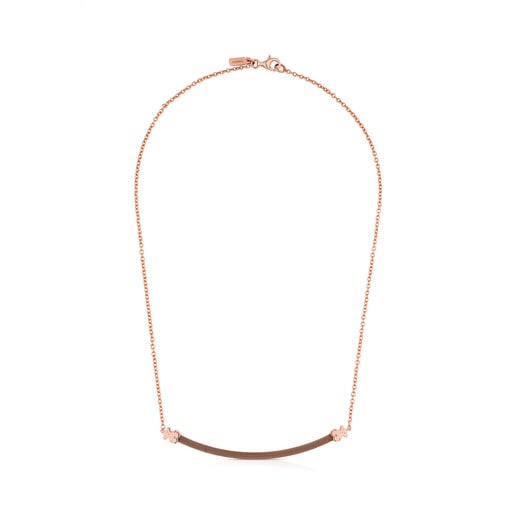 Halskette Icon Mesh aus Stahl und rosa Vermeil-Silber