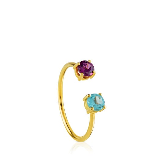 Gold Mix Color Ring with Gemstones