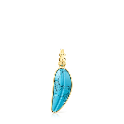 Silver Vermeil Fragile Nature leaf Pendant with Magnesite | TOUS