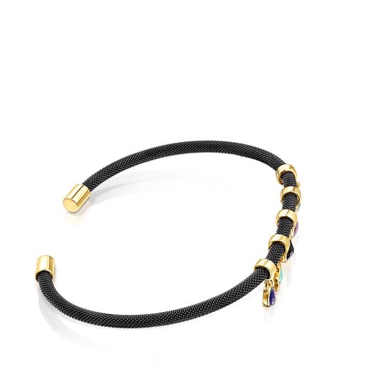 Armband Glory aus Vermeil-Gold mit schwarzem IP-Stahl und Edelsteinen