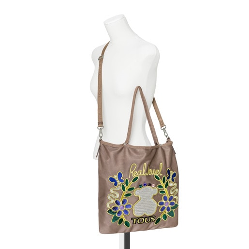 Τσάντα για ψώνια Jodie Real Jewel από Νάιλον σε καφέ χρώμα