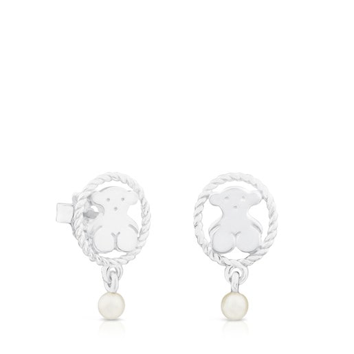 Silver Camee Earrings with Pearl