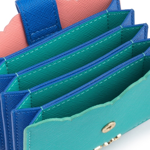 Porte-cartes Carlata accordéon vert et bleu