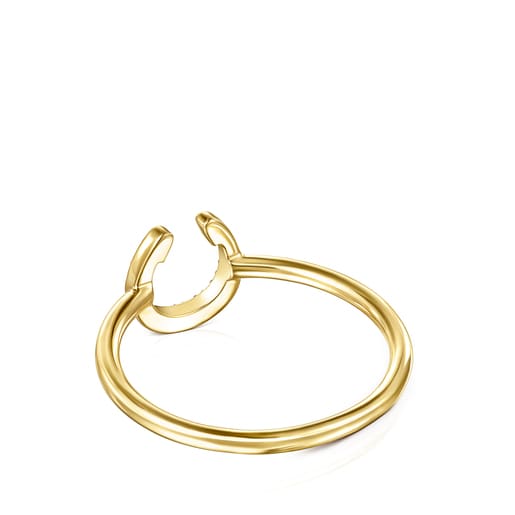 Gold TOUS Good Vibes little horseshoe Ring with Diamonds