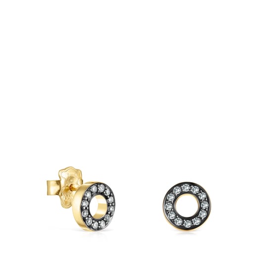 Nocturne mini-disc Earrings in Silver Vermeil with Diamonds