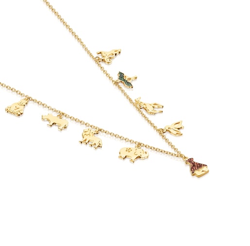 Collar Save con baño de oro 18 kt sobre plata y Gemas