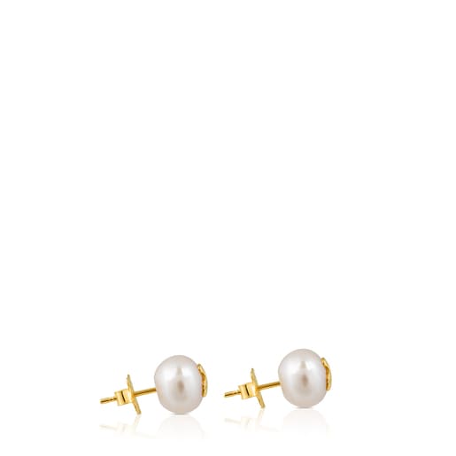 Gold TOUS Bear Earrings with Pearls Bear motif