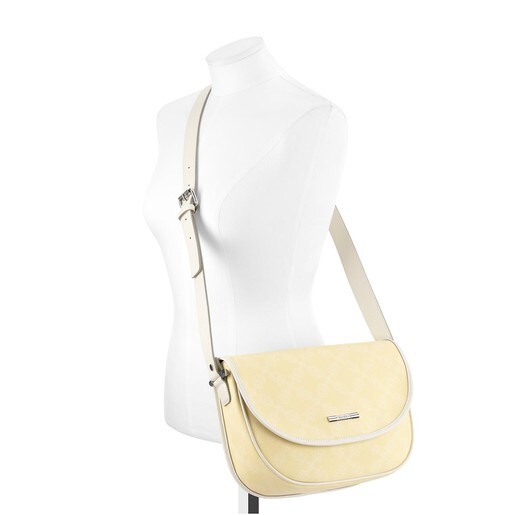 Yellow-white colored Canvas Infinit Crossbody bag