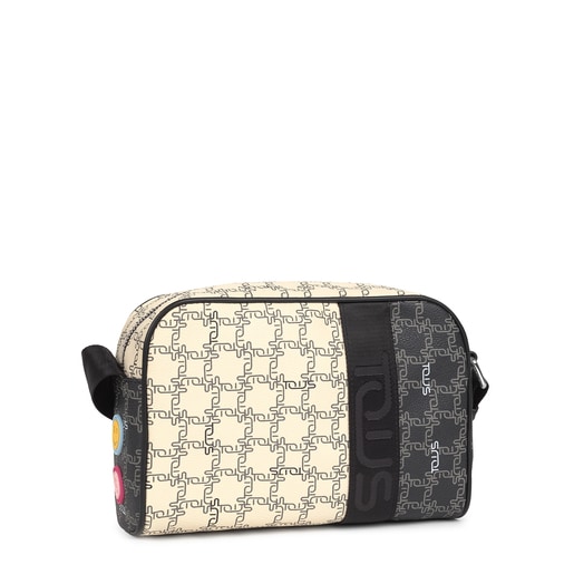 Medium black and beige TOUS Logogram Patch Crossbody bag | TOUS