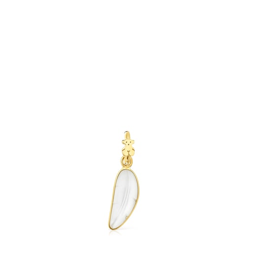 Silver Vermeil Fragile Nature leaf Pendant with Mother-of-Pearl