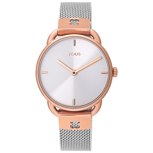 Montre Let Mesh bicolore en acier et acier IP rosé