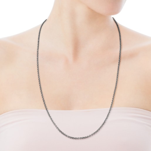 Oxidized Silver TOUS Chain Choker. 80cm.