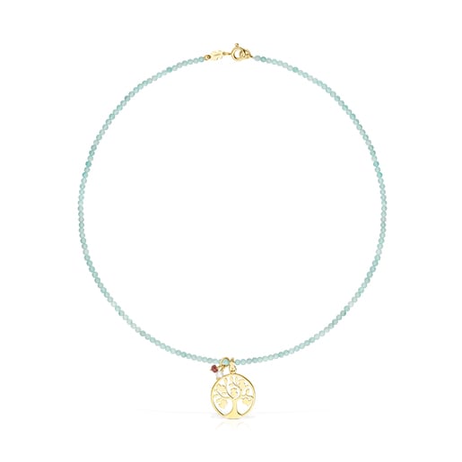 Collana albero con placcatura in oro 18 kt su argento e quarziti TOUS Good Vibes