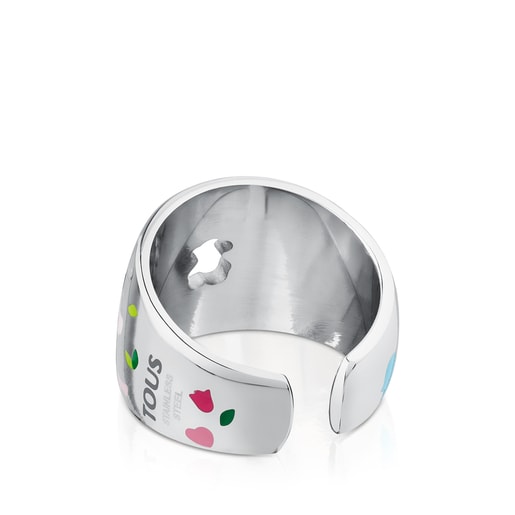 Anillo Motif Power de Acero y Esmalte