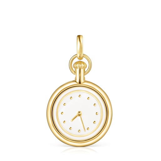Colgante reloj con ba o de oro 18 kt sobre plata Job