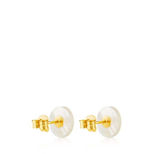 Gold Yuan Earrings with Mother of Pearl