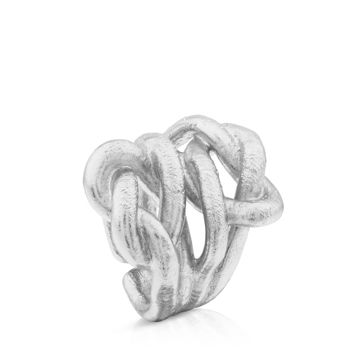 Silver Ring with Knot motif Duna Tube | TOUS