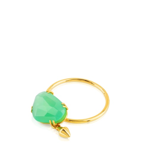 Gold Beethoven Ring with Chrysoprase