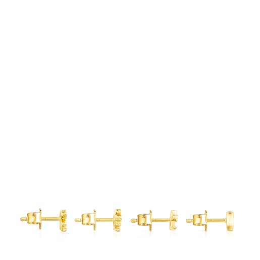 Pack de Aros Teddy Bear con baño de oro 18 kt sobre plata y gemas