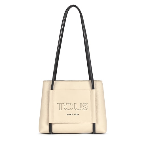 Sac city TOUS Empire grand en Cuir beige