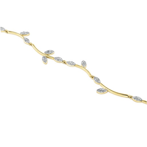 Armband Real Mix Leaf aus Gold mit Diamanten