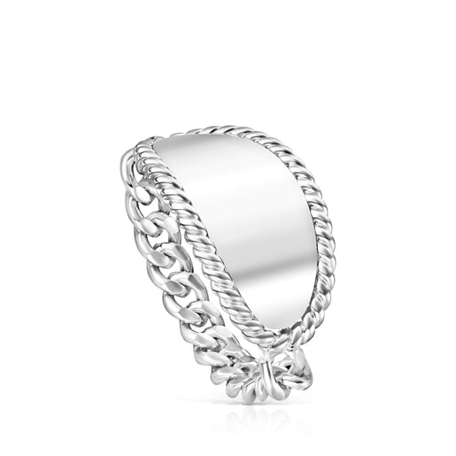 Anillo de plata con medalla oval TOUS Minne