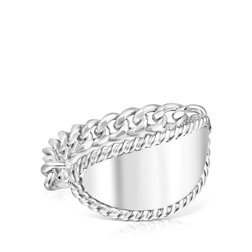 Silver TOUS Minne Ring with oval medallion