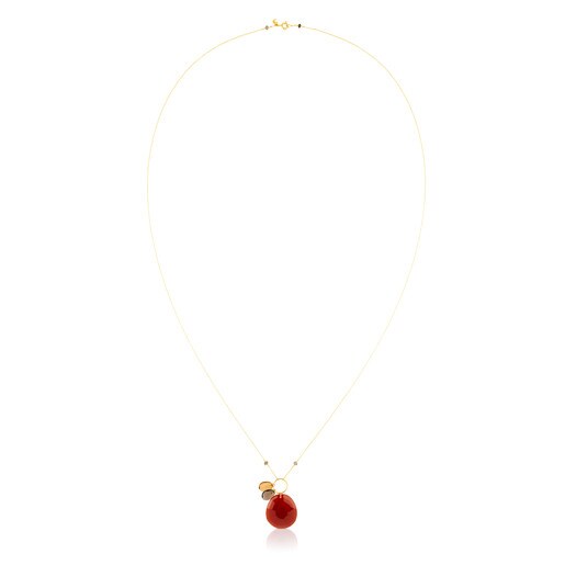 Vermeil Silver Eugenia By TOUS Libertad Necklace with Citrine, Carnelian and Quartz