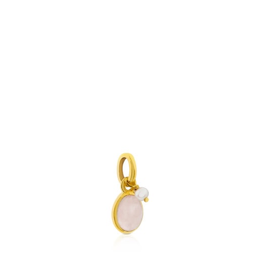 Vermeil Silver Tiny Pendant with Rose Quartz and Pearl