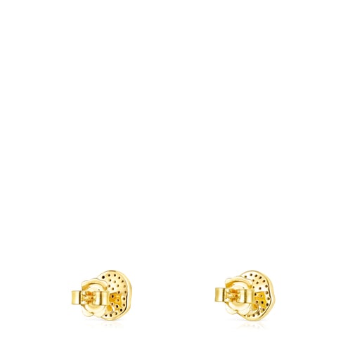 Small Silver Vermeil Nenufar Earrings with Diamonds