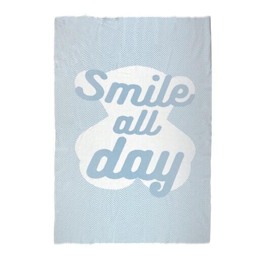 Manta jacquard "Smile all day" Nilo Azul celeste