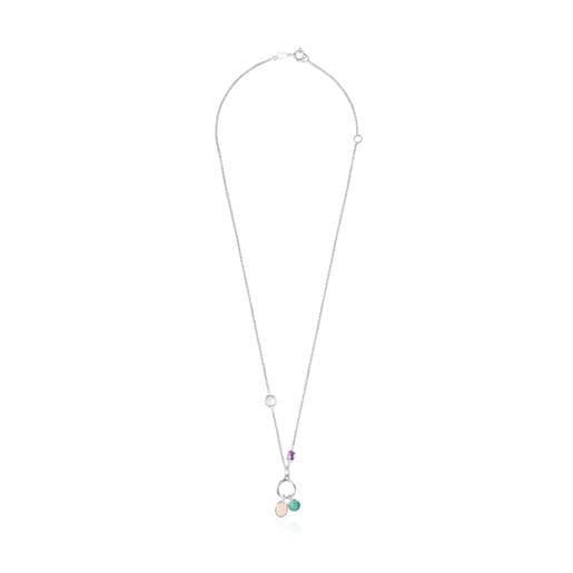 Серебряное колье Cool Color с драгоценными камнями