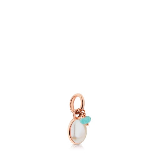 Rose Vermeil Silver Tiny Pendant with Mother-of-Pearl and Amazonite