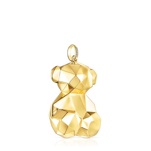 Large Gold Sketx Pendant with Diamonds