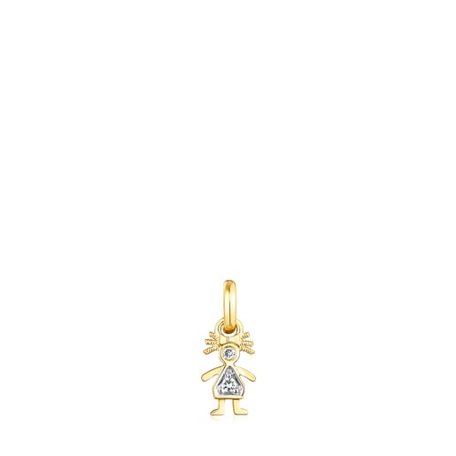 Pendentif TOUS Mama petite fille en Or et Diamants