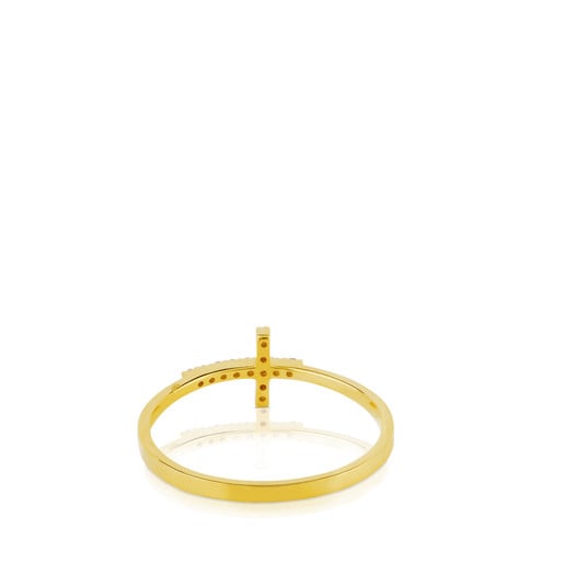 Gold TOUS Cruz Ring with Diamond