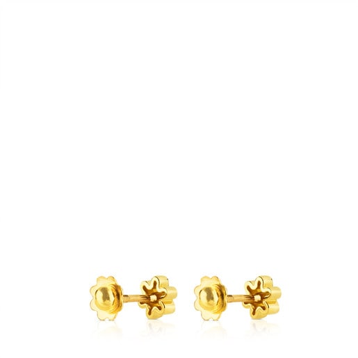 Gold Puppies Earrings Flower motif