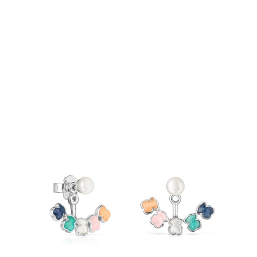TOUS Mini Color Earrings in Silver with Gemstones 2,2cm.