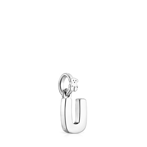 Alphabet letter U pendant in silver