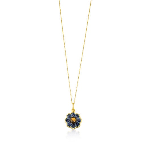 Gold and Titanium View Necklace with Iolite and Citrine