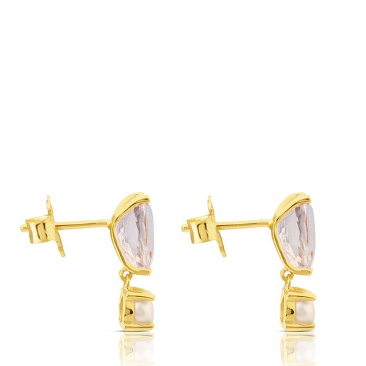 Gold with Topaz and Pearl Eklat Earrings