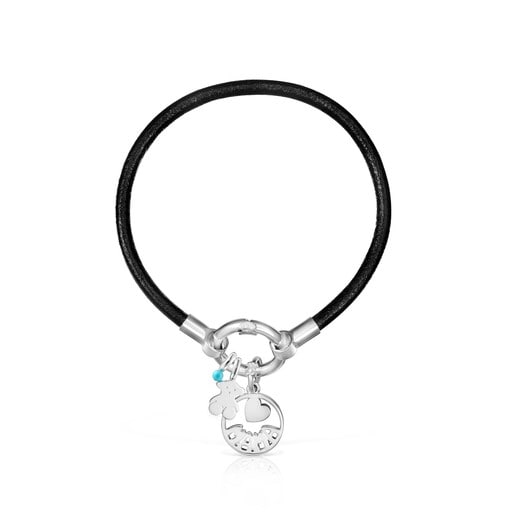 TOUS Mama bear Bracelet in Silver, Howlite and black Leather