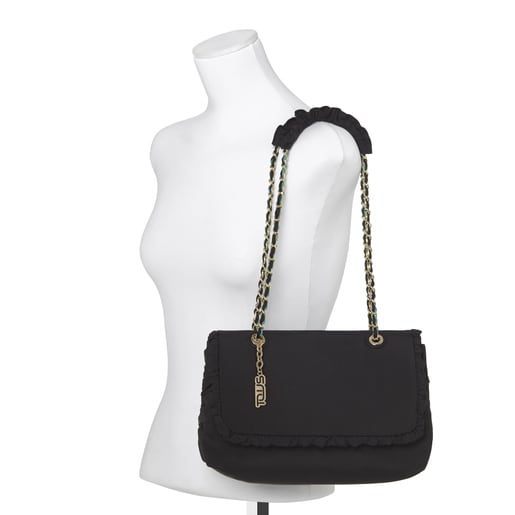 Black T Lux Crossbody Bag with Flap