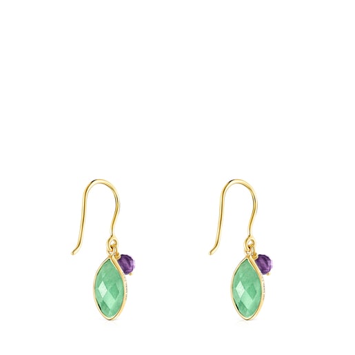 Boucles d’oreilles TOUS Good Vibes en Argent Vermeil, Aventurine et Améthyste