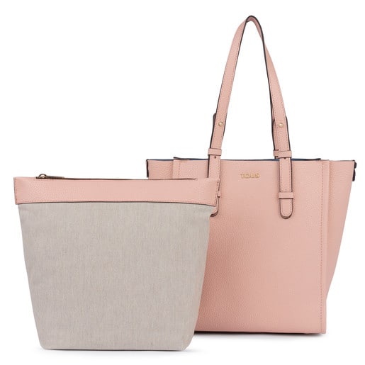 Τσάντα για Ψώνια Floriana από Δέρμα σε ροζ-μπλε χρώμα