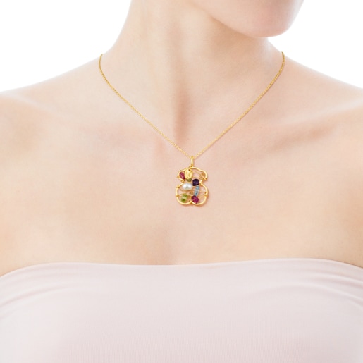 Gold Garabato Pendant with Gemstones