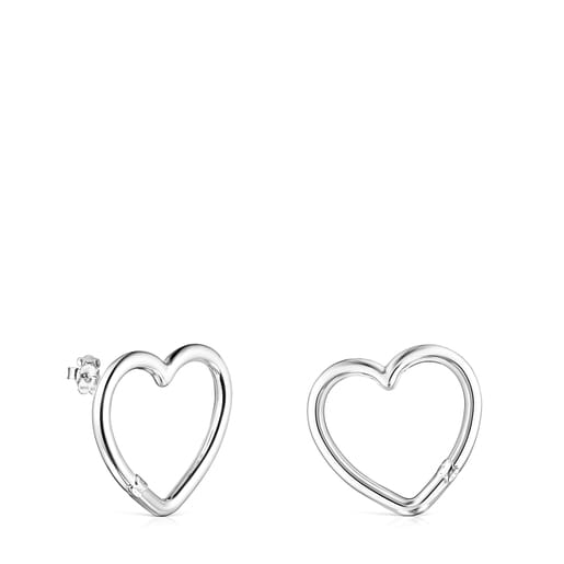 Boucles d’oreilles Hold cœur grandes en Argent