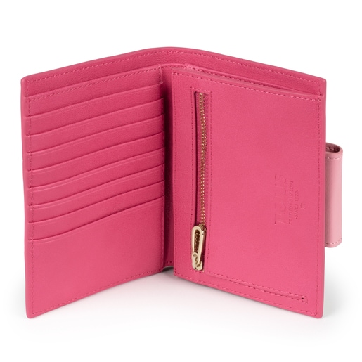 Portefeuille Kaos Mini petit beige et fuchsia