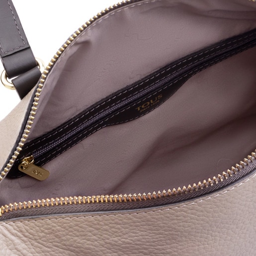 Τσάντα τύπου μπόουλινγκ Arisa από Δέρμα σε χρώμα μπεζ-γκρι